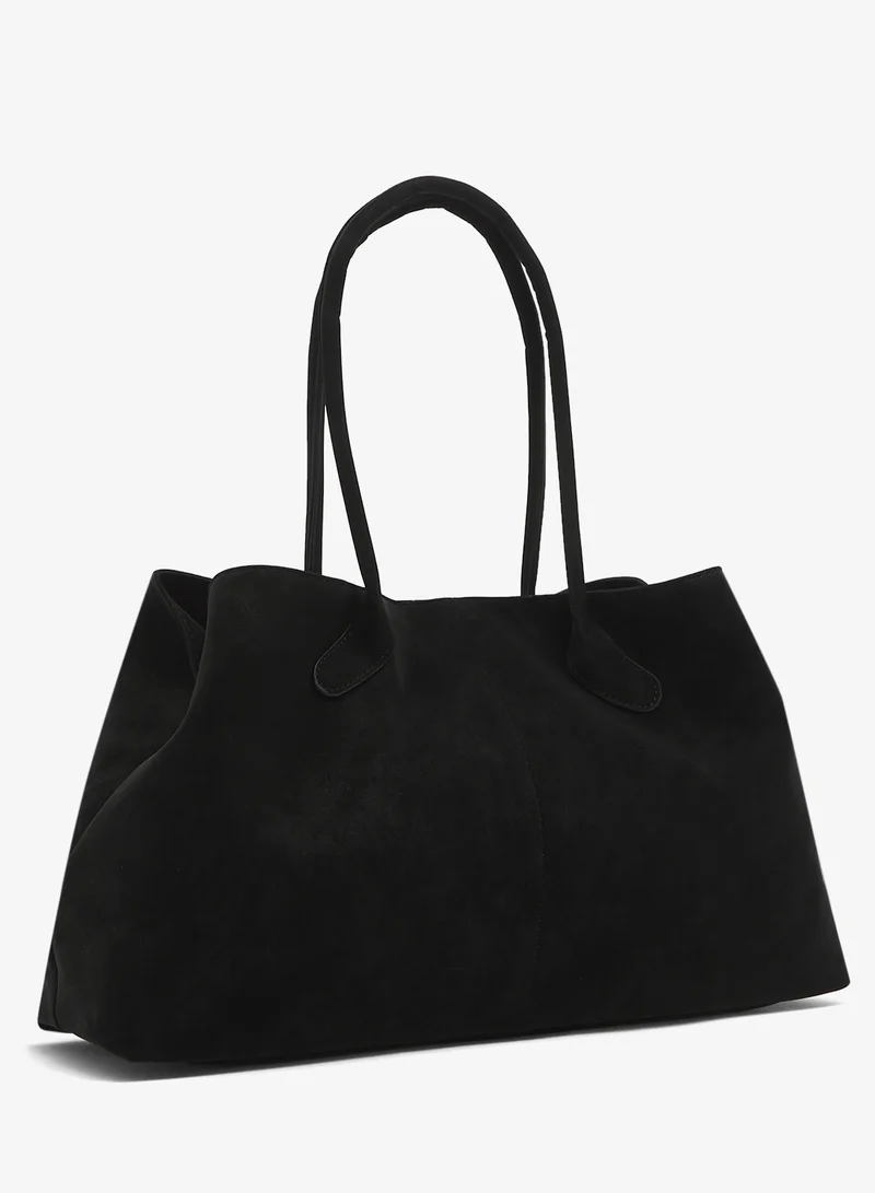 ايلا East-To-West Suede Tote Bag With Handle And Tag Detail